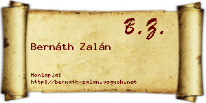 Bernáth Zalán névjegykártya